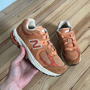 New Balance 2002R Kids Orange Suede Mesh Athletic Running Sneakers Size 1